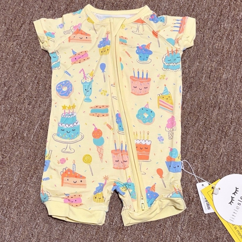 Little Sleepies Birthday Party Shortie Ice Cream and Cake Print Kids